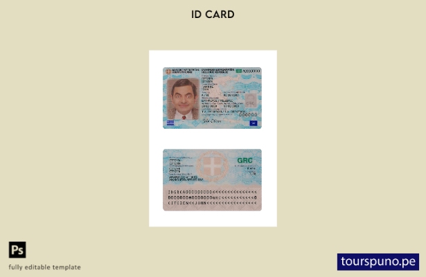 listo para imprimir la plantilla actual del documento nacional de identidad de G